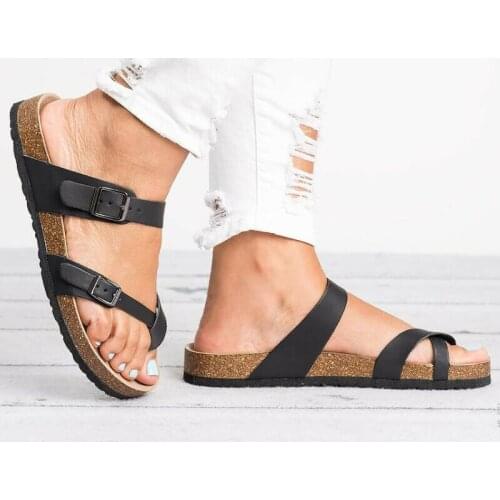 Women Open Toe Slide Buckle T-Strap Platform Flip Flop Sandals Anti-Slip Breathable Beach Slipper Shoes Soft Sole Slide Loafers