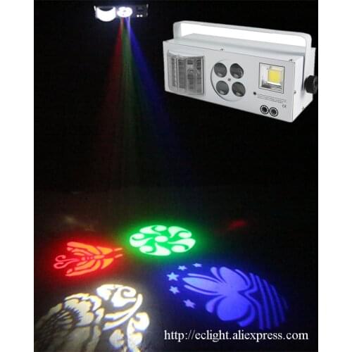 2017 New LED 4 in 1 Laser flash Gobo Strobe butterfly derby light DMX512 Disco Club Party Home entertainment stage light effect