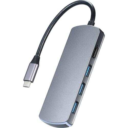 Type-C 8-in-1 Hub Type-C to HD Adapter 4K@30Hz/USB3.0/87W PD Quick Charge/TF&SD Card Reader/OTG Function/3.5mm Audio Output Grey