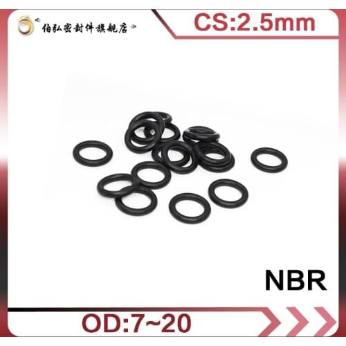 Nitrile Rubber O-Ring 50PCS/lot Black NBR Sealing CS2.5mm OD7/8/9/10/11/12/13/14/15/16/17/18/19/20mm O-Ring Seal Gasket Ring