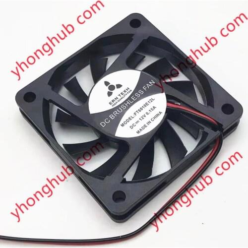 FAN TECH FT6010E12L DC 12V 0.15A 60x60x10mm 2-Wire Server Cooling Fan