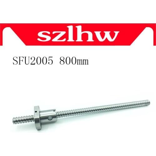 High quality 20mm 2005 Ball Screw Rolled C7 ballscrew SFU2005 800mm with one 2005 flange single ball nut for CNC parts no ends