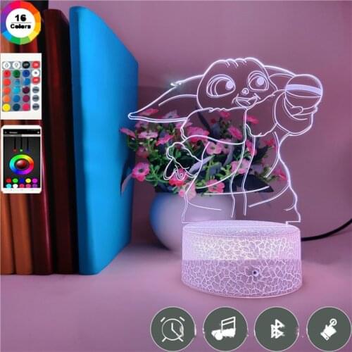 Yoda Baby 3D night light Mandalore Man Star Wars LED magic lamp Baby bedside feeding lamp Valentines Day Gift New Years Gift