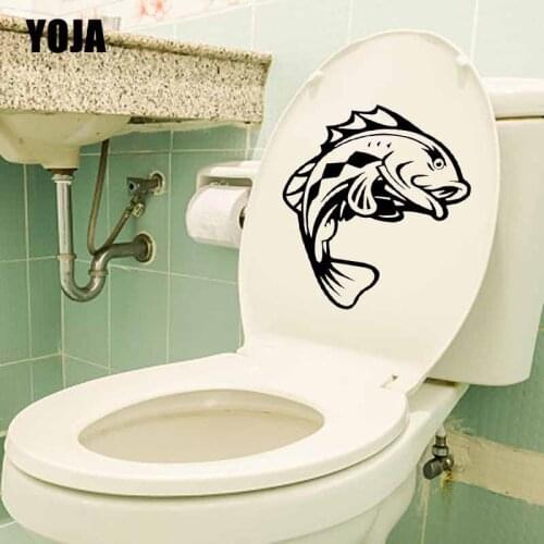 YOJA 21.8X24.3CM Bedroom Home Decor Wall Decal Bass Fish Toilet Seat Sticker T5-0359