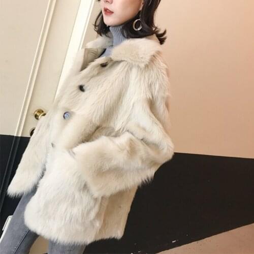 Women Sheep Shearling Jacket Warm Winter Coat Korean Cute Pink Real Fur Abrigos Mujer Invierno 2020 181151 YY596