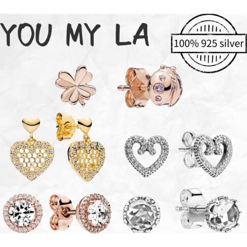 2021 Hot Sale 925 Sterling Sliver Women Fine Earrings Original Pan Trend Earrings With Crystal Wedding Jewelry High Quality