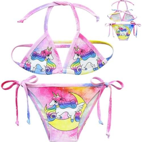 2019 Unicorn Swimsuit Girls Summer Bathing Suits Cute Cartoon Swimwear Children Girls Beachwear Two-pieces G48-8074