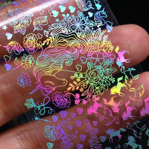 1 Sheet Holographic Nail Foils Dream Catcher/ Flower/ Heart/ Geometric Pattern Laser Nail Art Transfer Stickers Decals (NZ-05)