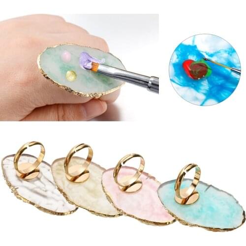 1PCS Resin Stone Eyelash Glue Holder Finger Ring Plate Nail Art Ring Palette Gel Polish Foundation Mixing Makeup Cosmetics Tool