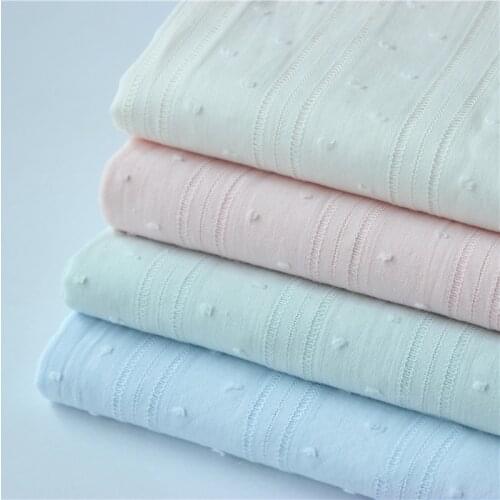 140x50cm Idyllic Minimalist White Pink Cotton Jacquard Sewing Fabric, Making Womens Shirt Skirt Childrens Clothing Cloth