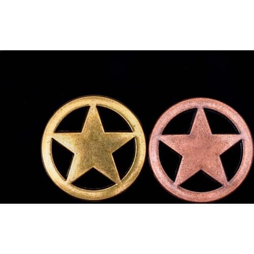 30X 19*19mm Antique Brass/Copper Western Texas Cowboy Ranger Star Conchos For Saddles Headstall Bridle Leathercraft Decor