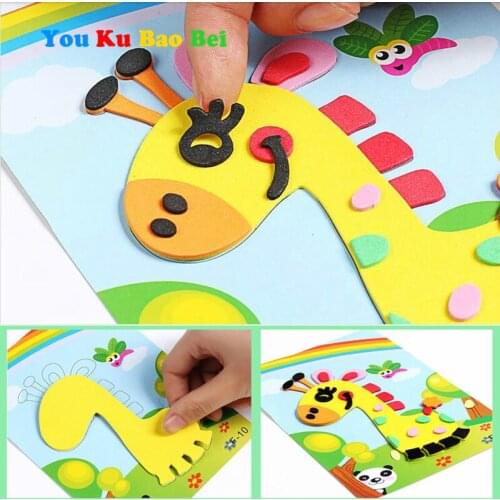 3D EVA Foam Sticker Puzzle Game DIY Cartoon Animal Learning Education Toys For Children Kids Multi-patterns Styles