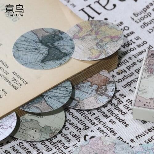 46pcs/box Boxed Stickers Retro Track Creative Retro Handbook Album Decoration DIY Sealing Sticker Art Supplies