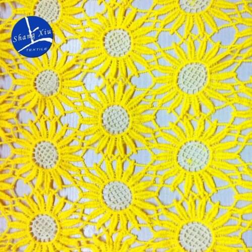 5Yards High Quality Nigerian Wedding Yellow African Lace Fabrics Most Popular Flower Guipure Cord Lace Fabric For Party Dresses