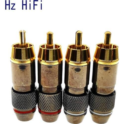 50Pair High quality RCA Plug Gold Plated 6mm Male Double Self Locking Lotus Wire Connectors Audio Adapter