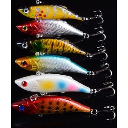 6pcs/lot Hard Artificial Bait VIB Fishing Lure 8CM/10G 3D Eyes Crankbaits Sinking Wide Profile Tight Wiggle Tackle Pesca
