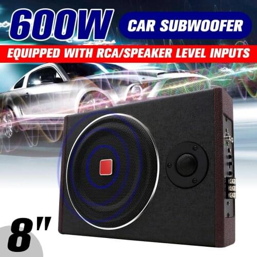 8 Inch 600W Car Subwoofer Speaker Active Under Seat Slim Sub Woofer AMP Super Bass Stereo Speaker Amplifier Audio processor