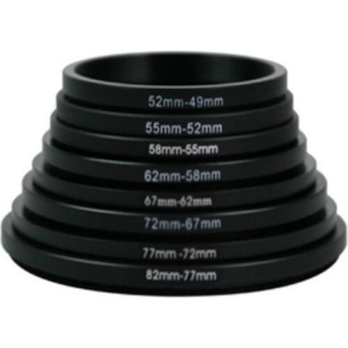 8pcs/set ring 82-77 77-72 72-67 67-62 62-58 58-55 55-52 52-49mm Metal Step down Rings Lens Adapter Filter Set