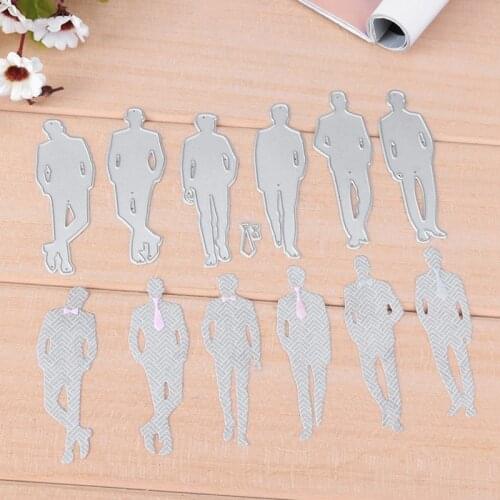 8PCS Cool Man With Tie Metal Cutting Dies For DIY Scrapbooking Photo Album Paper Cards Decorative Crafts Embossing Die Cuts