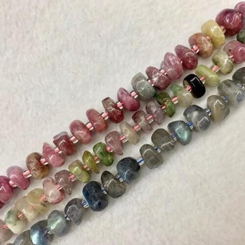 9-10mm Labradorite/ Tourmaline Stone Beads Natural Gemstone Beads Diy Loose Spacer Beads For Jewelry Making Strand 15" Wholesale