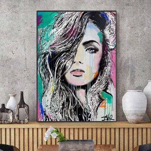 Abstract Girl Wall Paintings Print On Canvas Wall Art Prints Graffiti Art Prints Modern Art Wall Pictures For Living Room