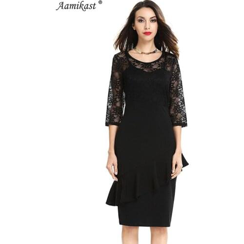 Amikafashion New Fashion 2019 Lace Summer Celeb O-neck Three Quarter Sleeve Party Pencil Dresses Size M L XL XXL XXXL Wholesale