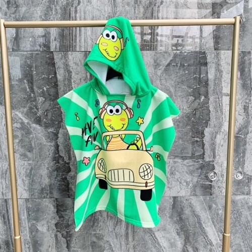 Cartoon Print Baby Girls Bathrobes Summer New Fashion Robe Animal Towel Kid Comfortable Bathing Suits Casual Hooded Nightgown