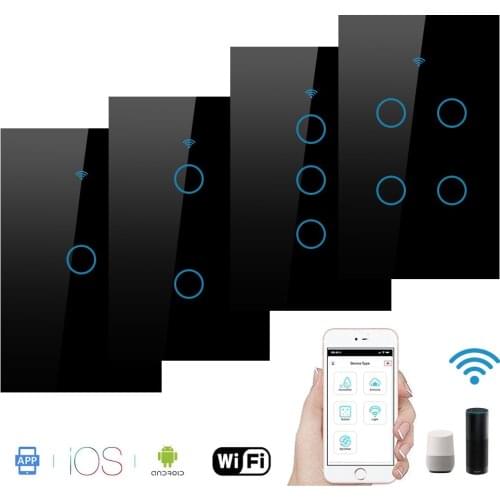 Wireless Wall Switches Voice Control Remote with Alexa Google Home 1/2/3/4 Gang For Android IOS Wi-Fi Light Switch