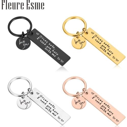 Drive Safe Couples Keychain I Love You Keyring Birthday Gifts for Boyfriend Husband Men Women Dad Mother New Driver