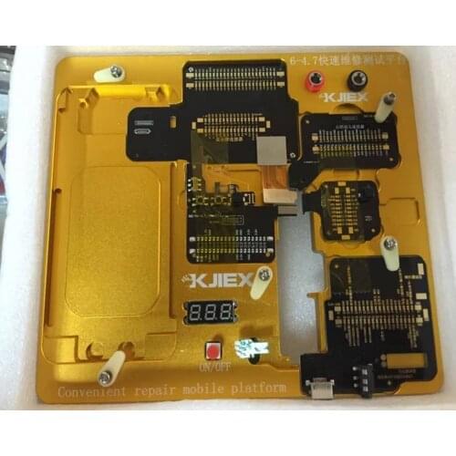 KJIEX quick test stand 6G-4.7 with multimeter reading and voltage 6S test LCD test board