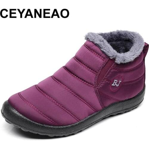 CEYANEAO2018 New Women Winter Snow Shoes Snow Boots Warm Plush Antiskid Bottom Thermal Waterproof women Ski Boots E761