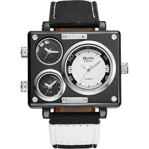 Brand New Oulm 3595 Mens Big Face Watches Fashion Sports Design Outdoor Multiple Time Zone Quartz Watch 2018 Relogio Masculino