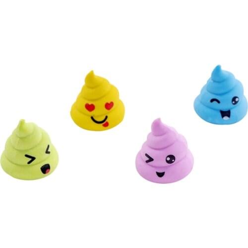 4pc Colored Poop Shape Pencil Eraser Student Creative Novelty Kids Rubber Stationery Promotion Eraser Office School Supplies