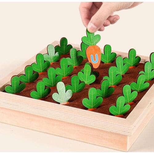 Montessori Wooden Childrens Educational Toys Pulling Carrot Farm Game Early Education Language Memory Gifts