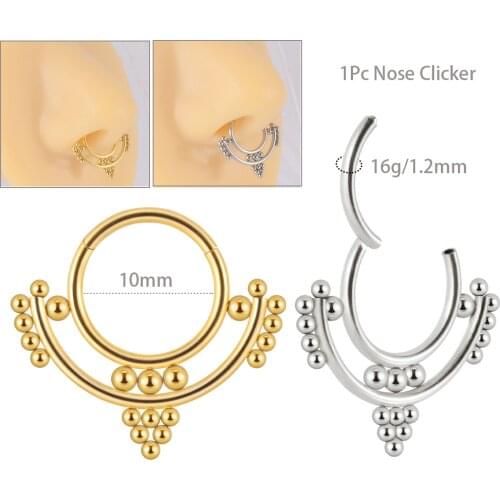 Dreamlee 16g Ear Daith Snug Helix Cartilage Septum Hoop Ring Ear Clicker Nose Lip Segment Hinged Rings Piecing Body Jewelry