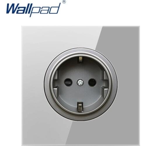 Wallpad EU German Wall Power Socket Outlet Crystal Glass Panel 16A Grounded With Child Protective Lock
