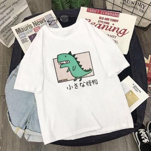 Cute Tops Pattern Womens T-shirts Summer Short Sleeve Oversized T-shirt Animal Duck Pattern T Shirt White Ladies Tee Shirts