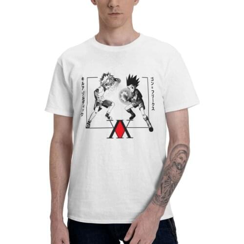 Gon Freecss Killua Zoldyck T-shirt Men Novelty T Shirt Short Sleeve Hunter x Hunter HxH Anime Tshirts Cotton Tees Top Clothing