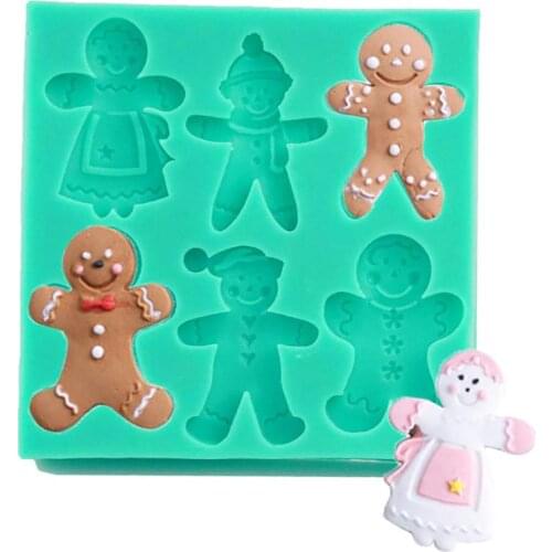 Kapmore 1pc Christmas Fondant Cake Mold Heat-Resistant Gingerbread Man Shape Cookie Chocolate Mold DIY Baking Tools