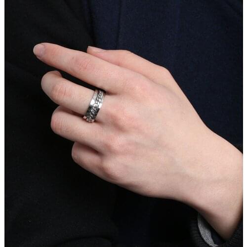 Hot Sale Fashion Punk Mens Titanium Steel Rotatable Spinner Chain Multicolor Band Ring Finger Jewelry Gift Unisex Wedding Rings