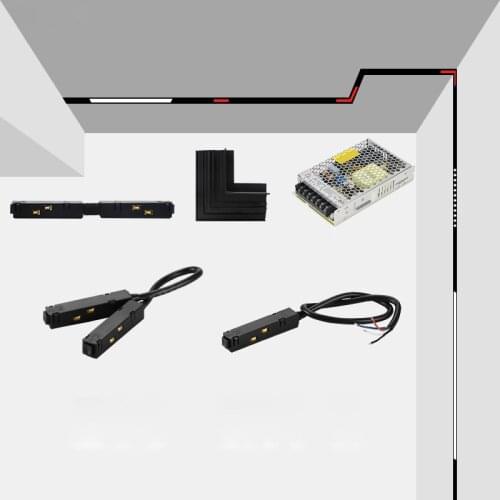 Magnetic Track Lighting System Accessories Rail Connector Power Transformer Recessed Track Rails For Magnet Track Lights Kit 48V
