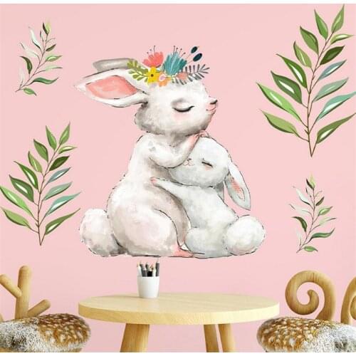Cute rabbit wall stickers for kids bedroom living room wall decoration vinyl mural decals