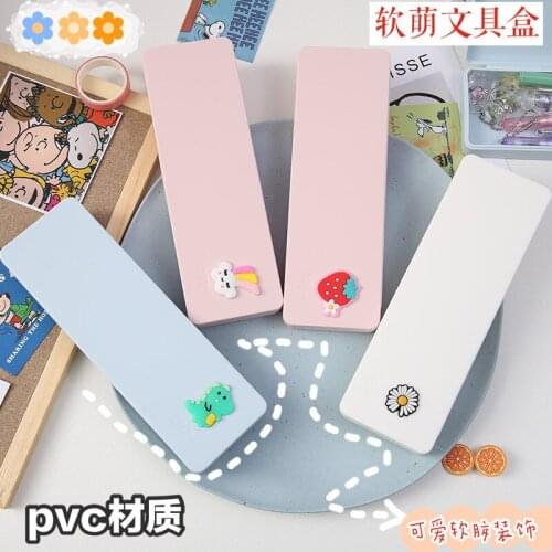 Cute Simple Style Solid Color Pencil Box PP Frosted Waterproof Large Capacity Pencil Case Multi-functional Student Stationery