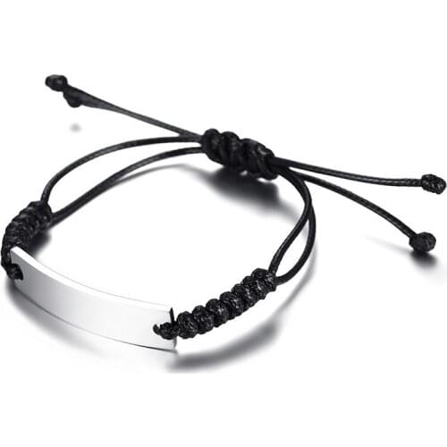 Fashion Bracelets for Girls Boys Length Adjustable Braided Rope Stainless Steel Wristband Gift 2021 New