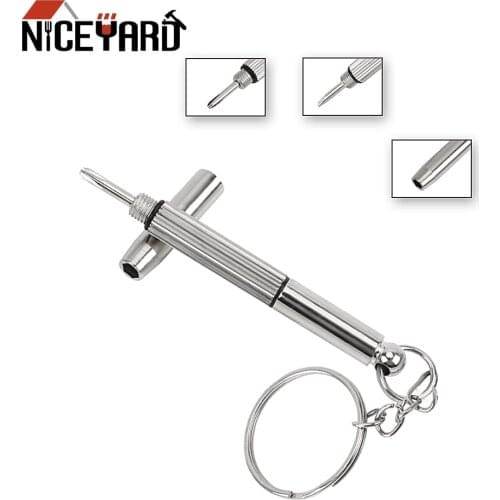 NICEYARD 3 in 1 Phillips and Slotted Screwdriver Combination Mini Screwdriver Key Ring Alloy Portable Watch Glasses Repair Tool