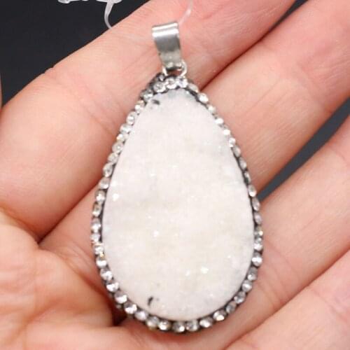 New natural stone pendant drop type clear quartzs faceted pendant necklace for DIY jewelry best birthday gift size 27x40mm