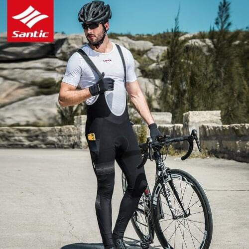 SANTIC Autumn Winter Cycling Bib Pants Gel Pad PRO Riding MTB Mountain Bike Bib Tights Outdoor Sport Underwear Bicycle Trousers