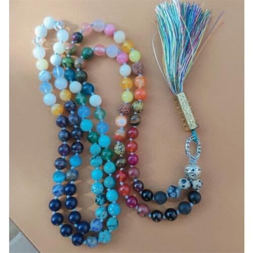 8mm Natural Color Stone 108 Beads Diy Handmade Necklace Bracelet Lucky Cuff Elegant Chic Chakra Hot Wristband Tassel Yoga