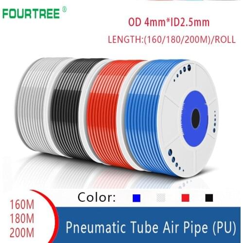 PU Pipe OD4mm*ID2.5mm 160/180/200Meters Pneumatic Component For Compressor Air Hose Polyurethane Tube Wholesales