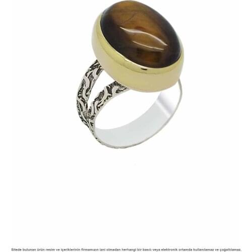 Silver Tiger Eye Lady 'S Ring